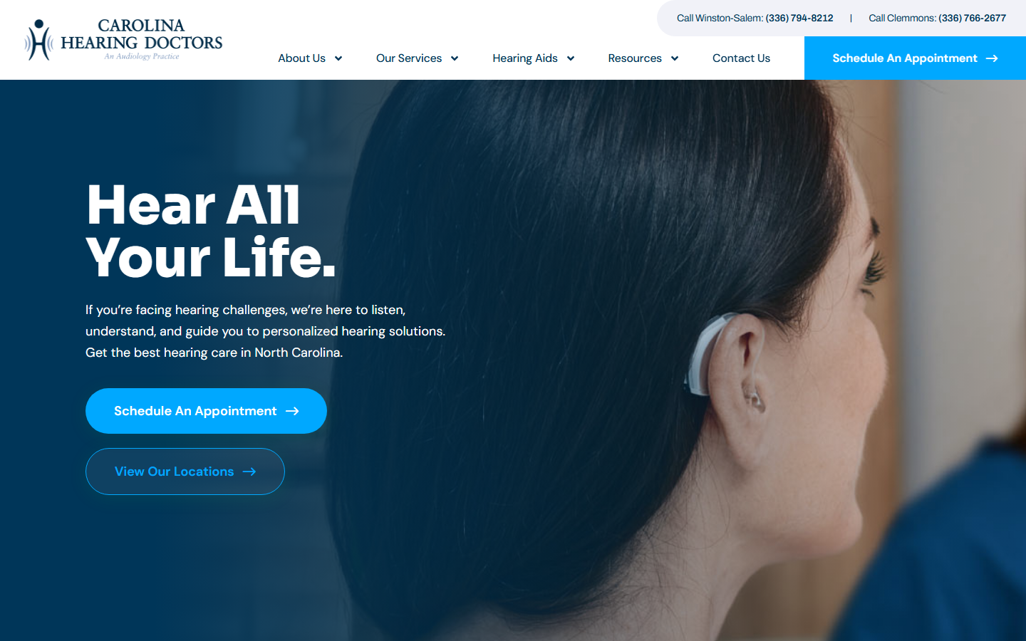 Carolina Hearing Doctors website